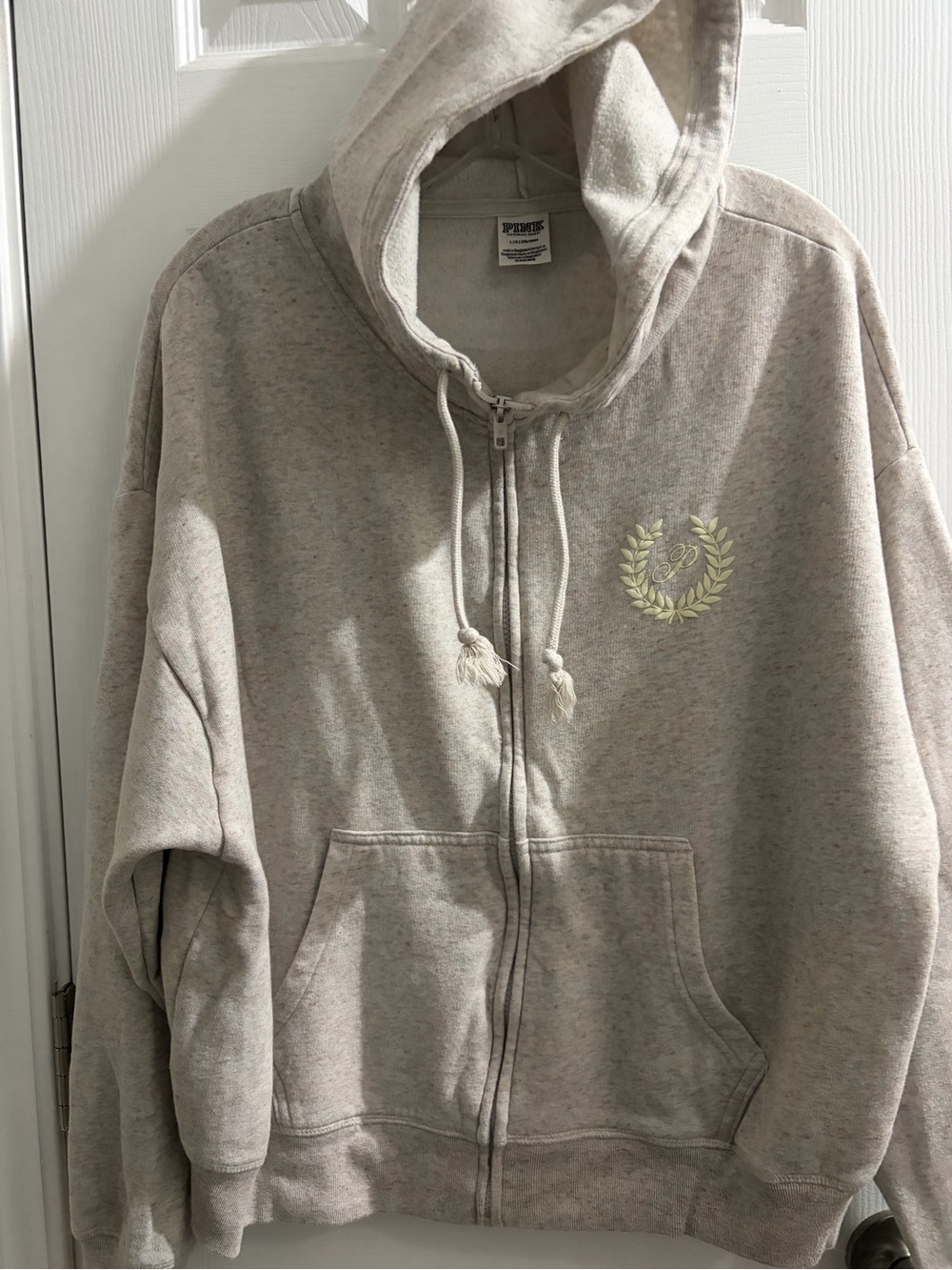 PINK Victoria's Secret Cream Full-Zip Hoodie